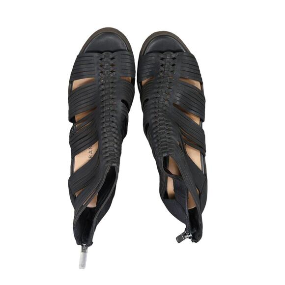 Lucky Brand Shoes Womens 7 Sandal Bootie Block Heel Open Toe Leather Zip Black - Picture 7 of 12